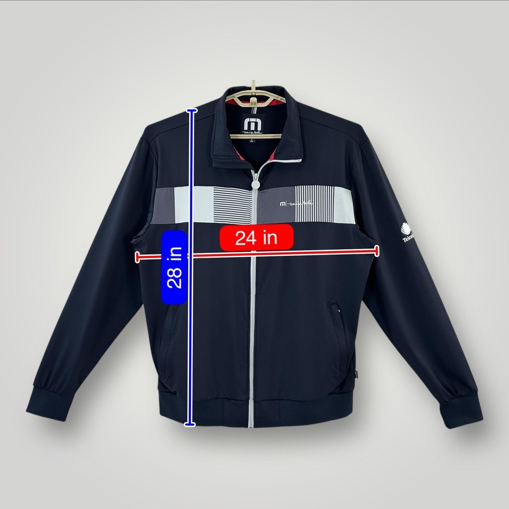 TravisMathew Track Jacket Mens L Navy Full‎ Zip Golf Lightweight Televisa Logo - Picture 9 of 9